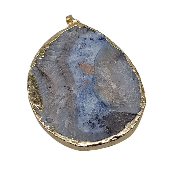 Blue Galaxy Druzy Quartz Chunk Pendant Natural Semi-Precious Gemstone Stunning - Picture 8 of 11